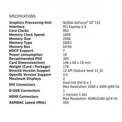Graphics card MSI VGA NVIDIA GT 710 2 GB DDR3
